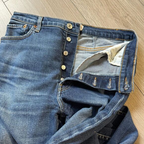 Re/Done Jeans High Rise Ankle Crop Stretch Button Fly ReDone Jeans 30 USA - Picture 15 of 15